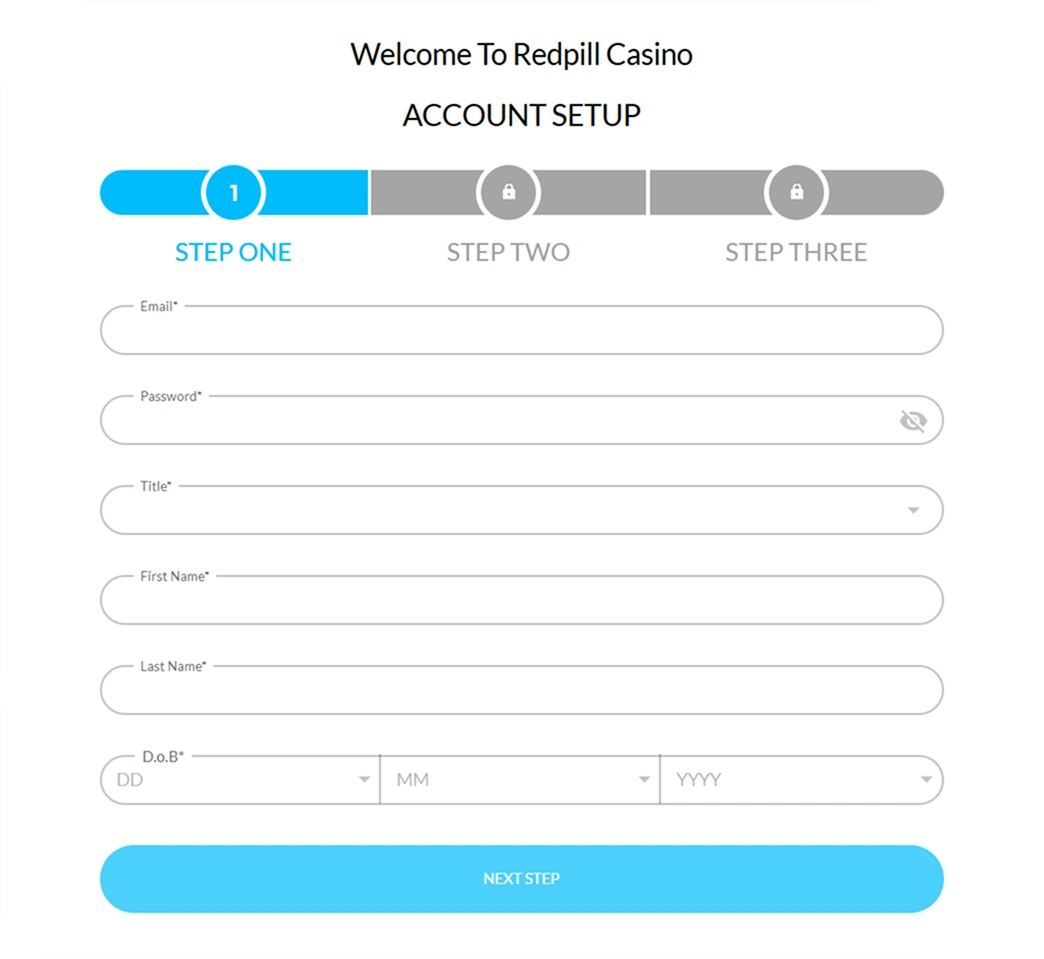 Step One – Enter Full Name and Date of Birth