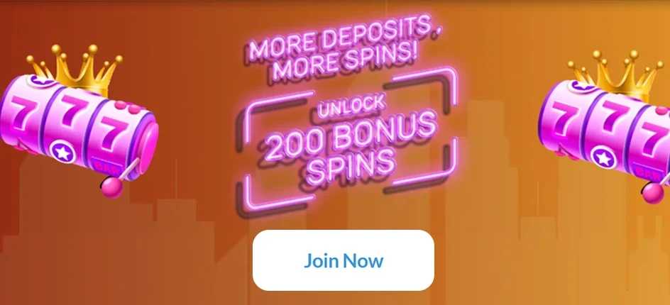200 Bonus Spins Promo – Pink Neon Text
