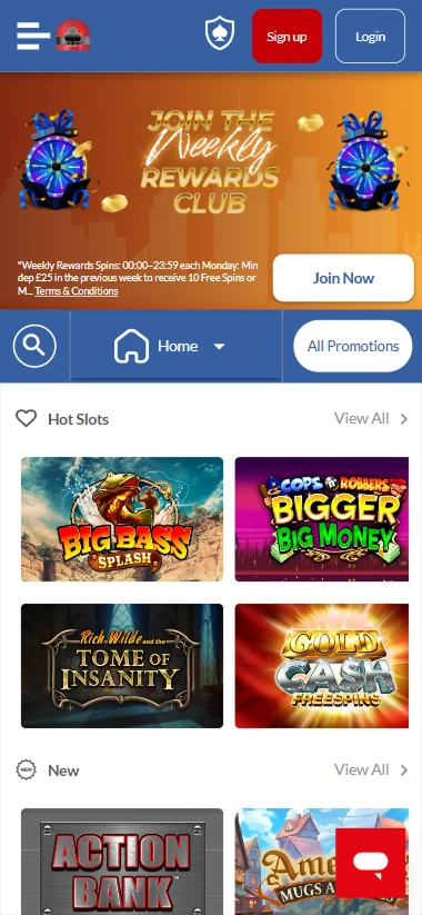 RedPill Casino mobile – Weekly Rewards Club banner